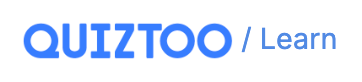 QUIZTOO Learn blue logo with stylized Q and smaller "Learn" word